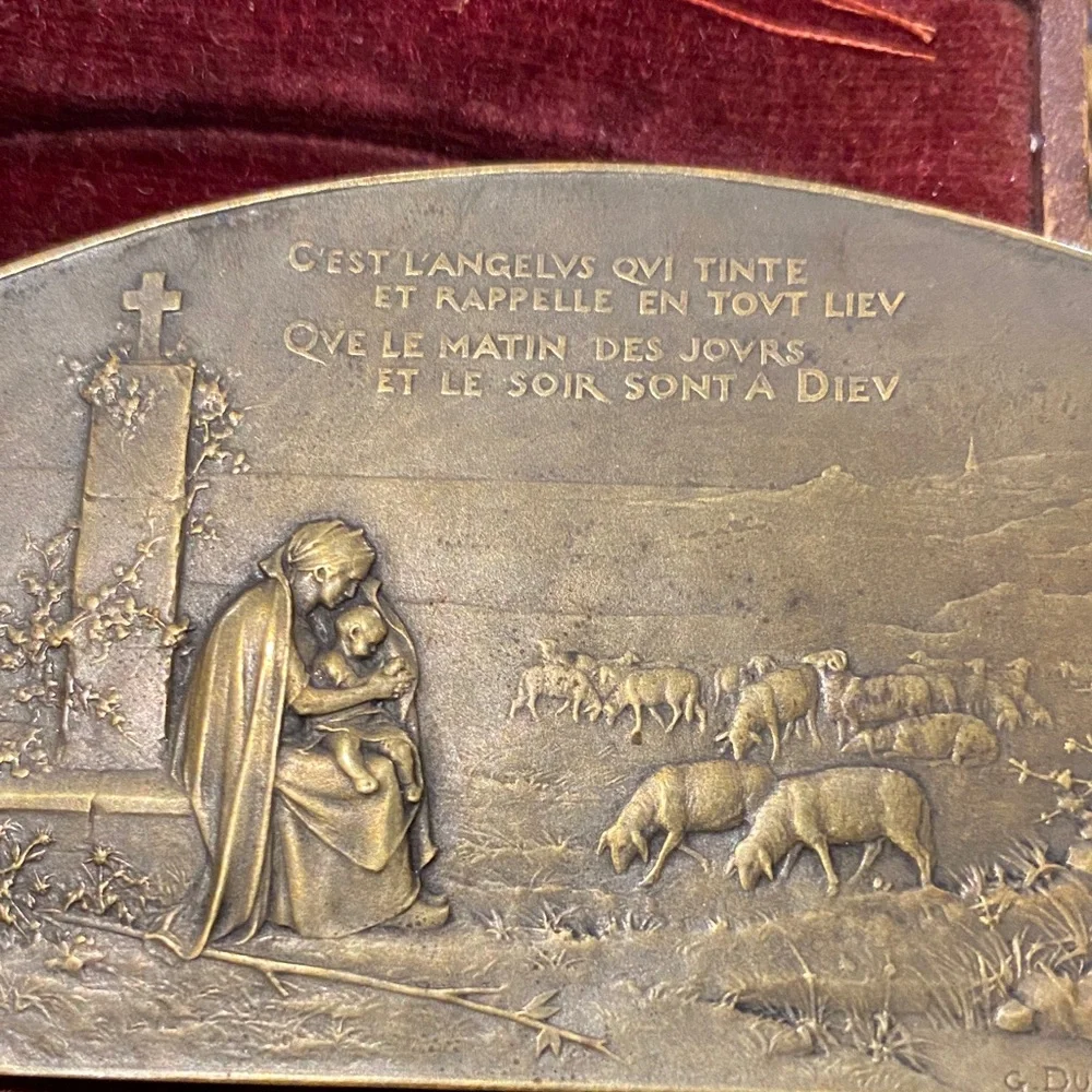 G. Dupre Antique Bronze medal late 1800’s/1900’s agricultural/mother with child - Picture 13 of 16
